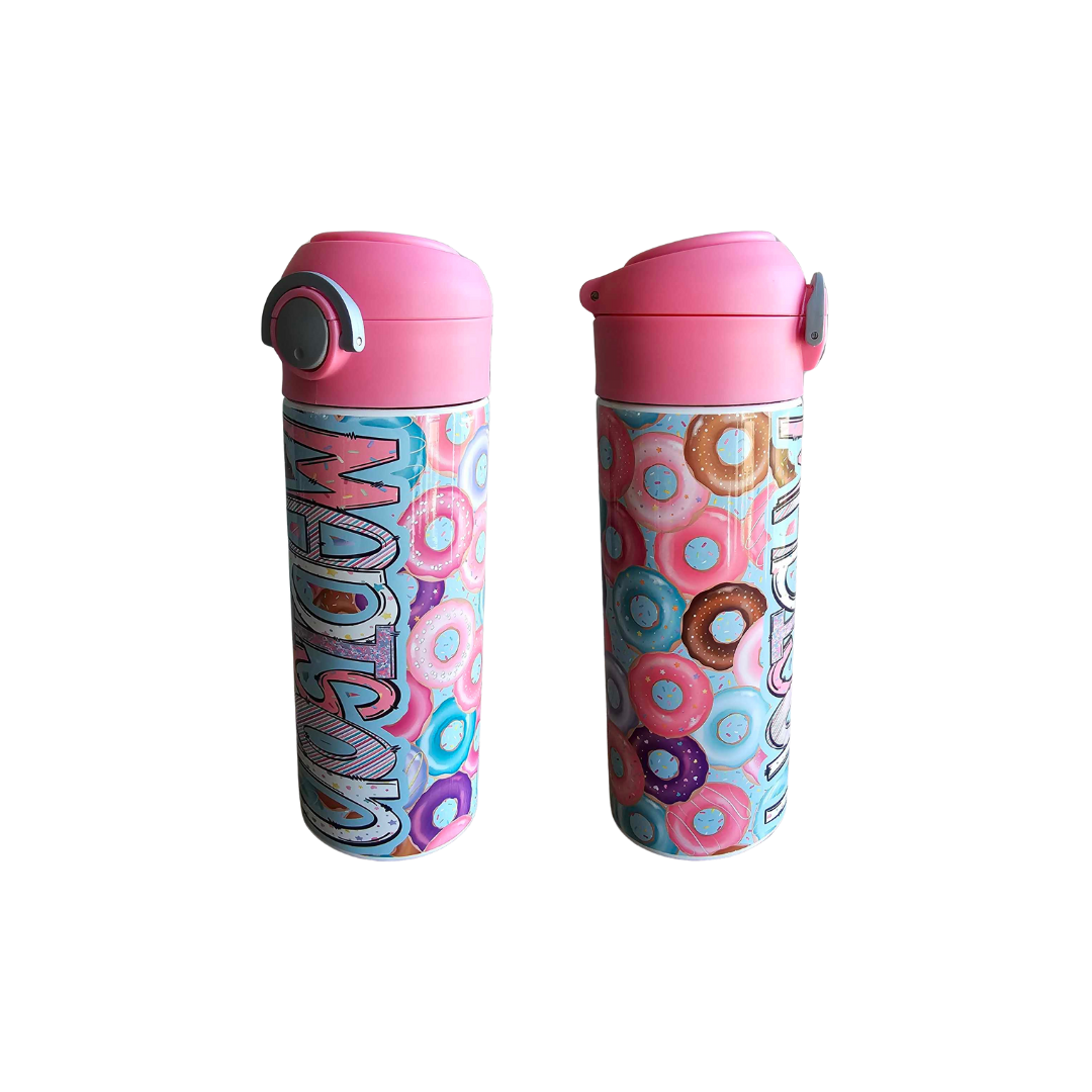 Donuts Flip Top Water Bottle - Personalized