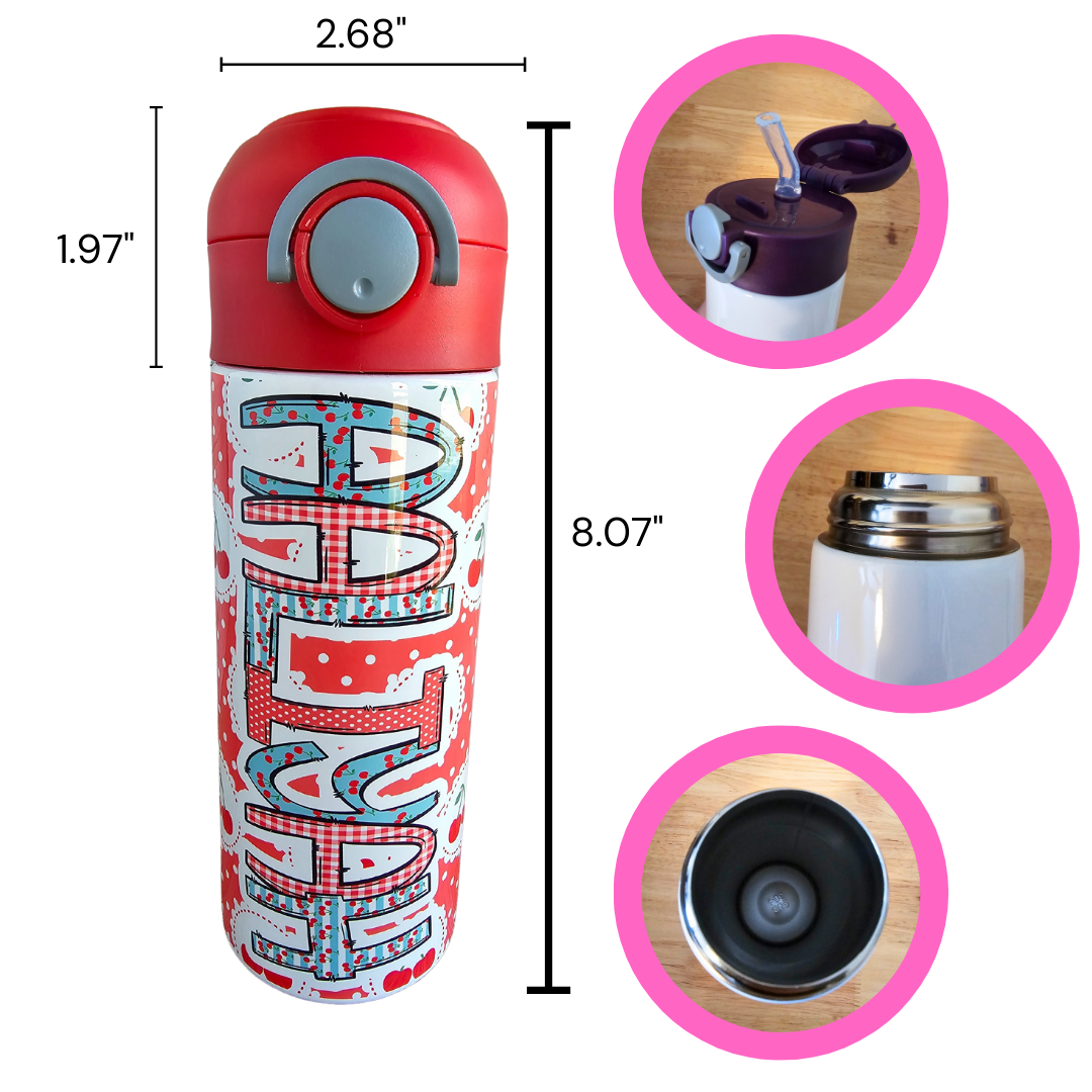 Cherries Flip Top Water Bottle - Personalized