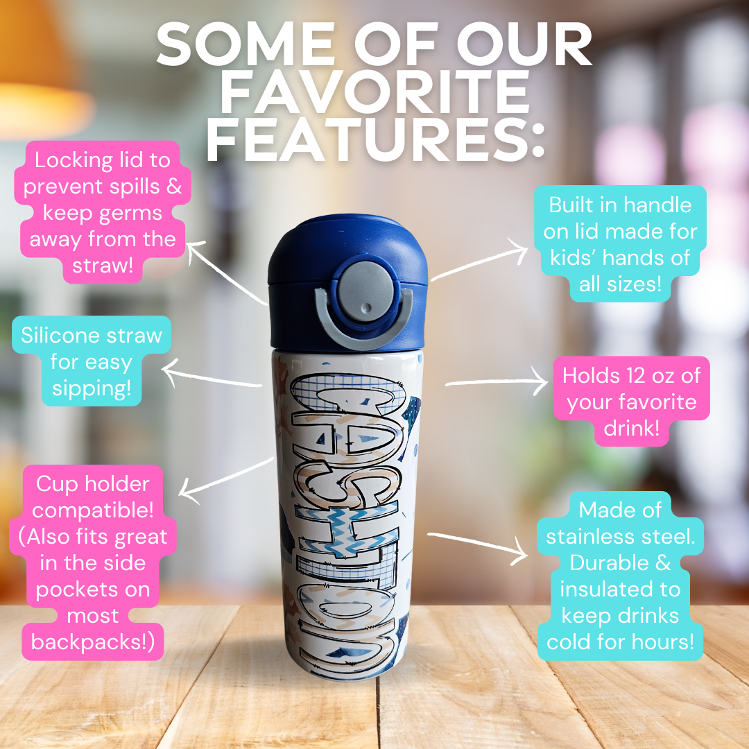 Stingrays Flip Top Water Bottle - Personalized