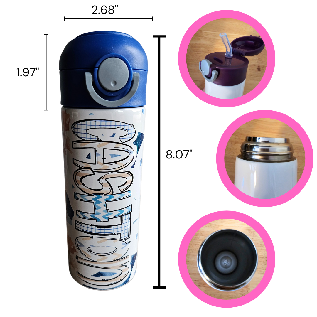 Stingrays Flip Top Water Bottle - Personalized