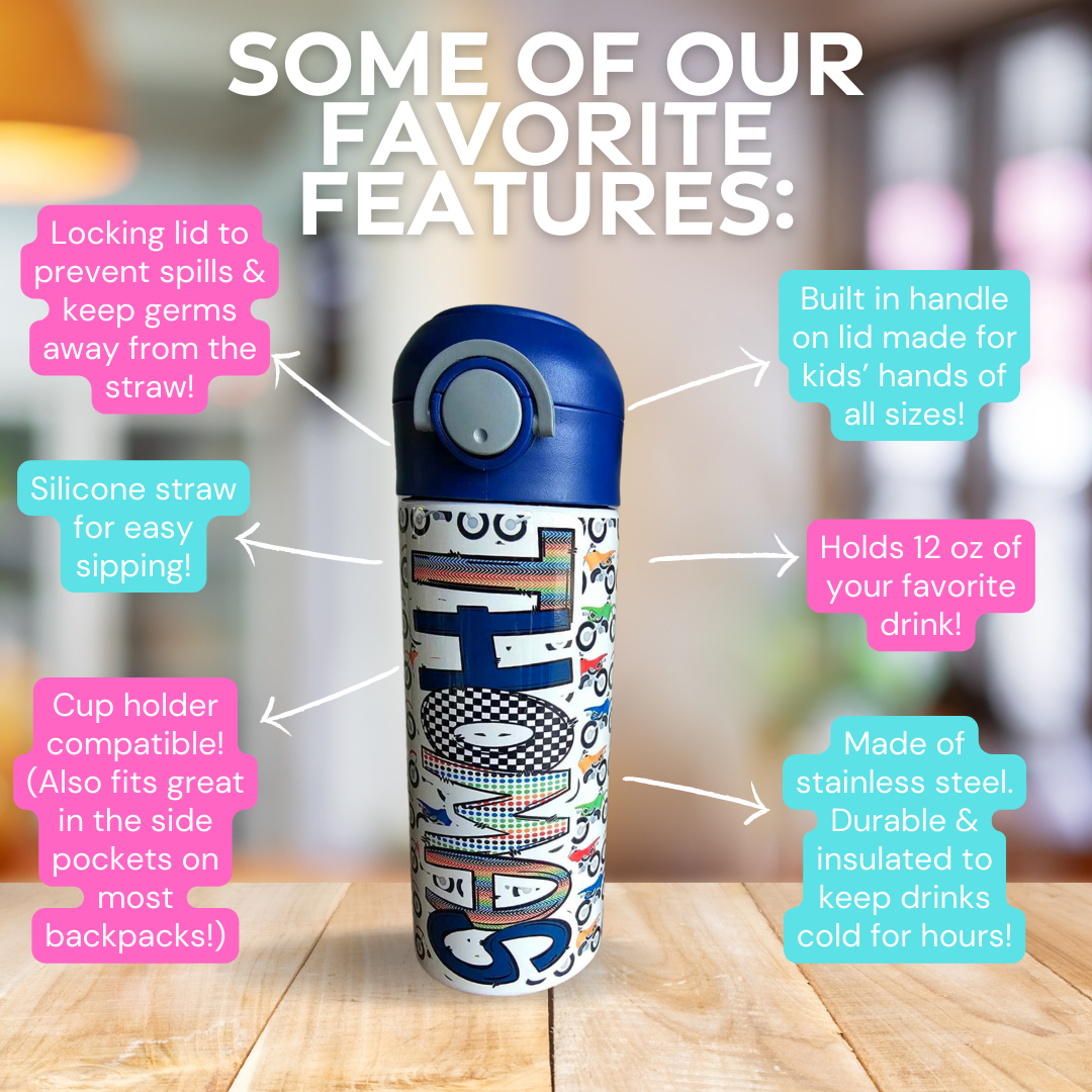 Dirt Bike Motorcycle Flip Top Water Bottle - Personalized