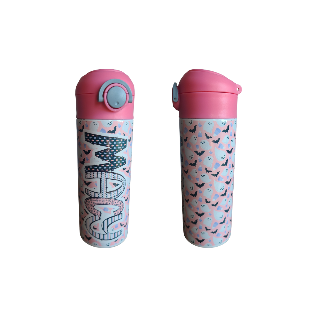 Pink Batty Flip Top Water Bottle - Personalized