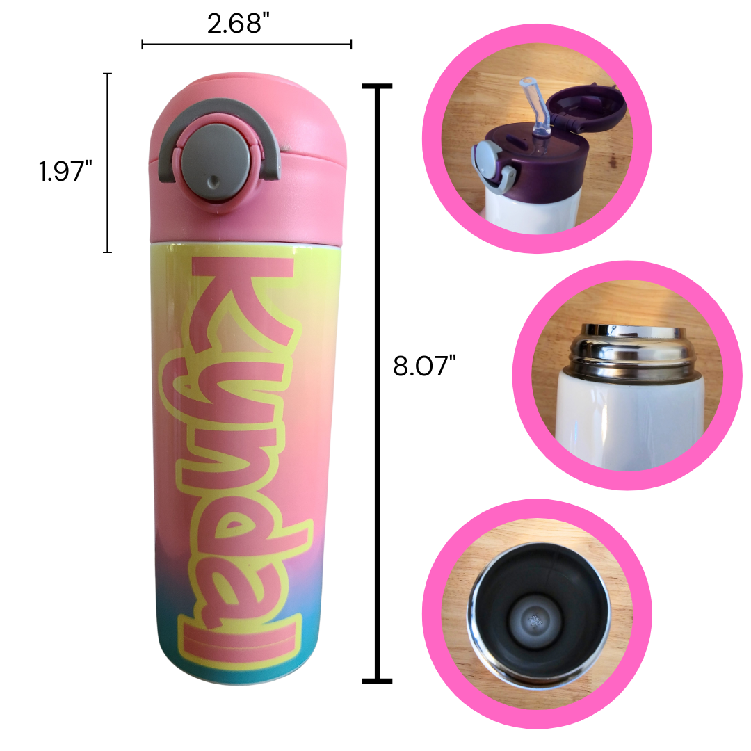 Rainbow Ombre Flip Top Water Bottle - Personalized