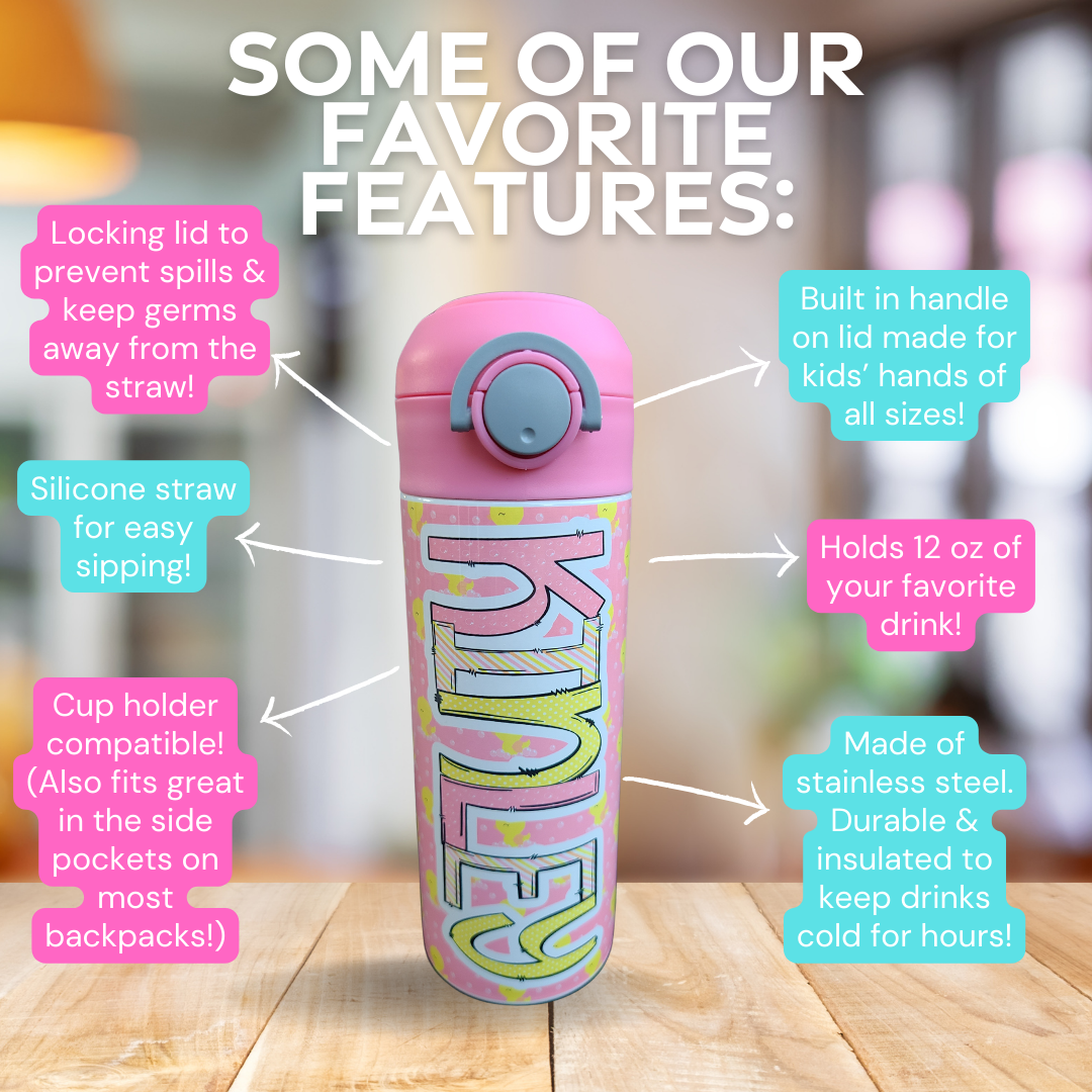 Rubber Duck Themed Flip Top Water Bottle - Personalized