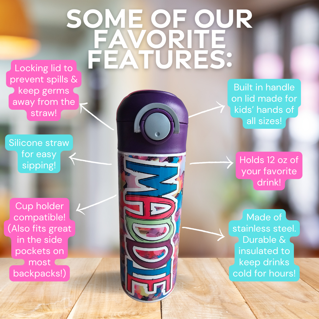 Glitter Stars Personalized Water Bottle