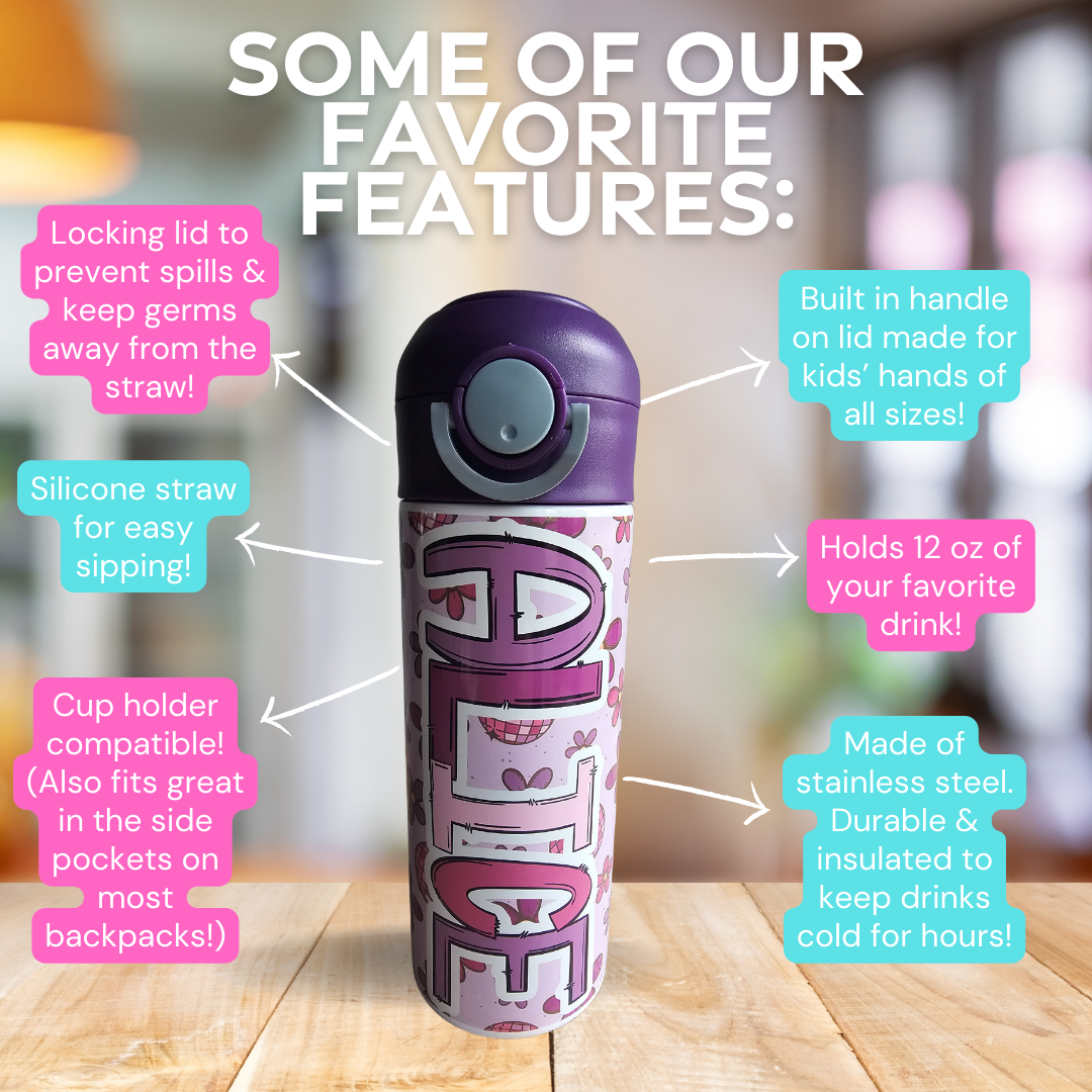 Purple Disco Personalized Water Bottle