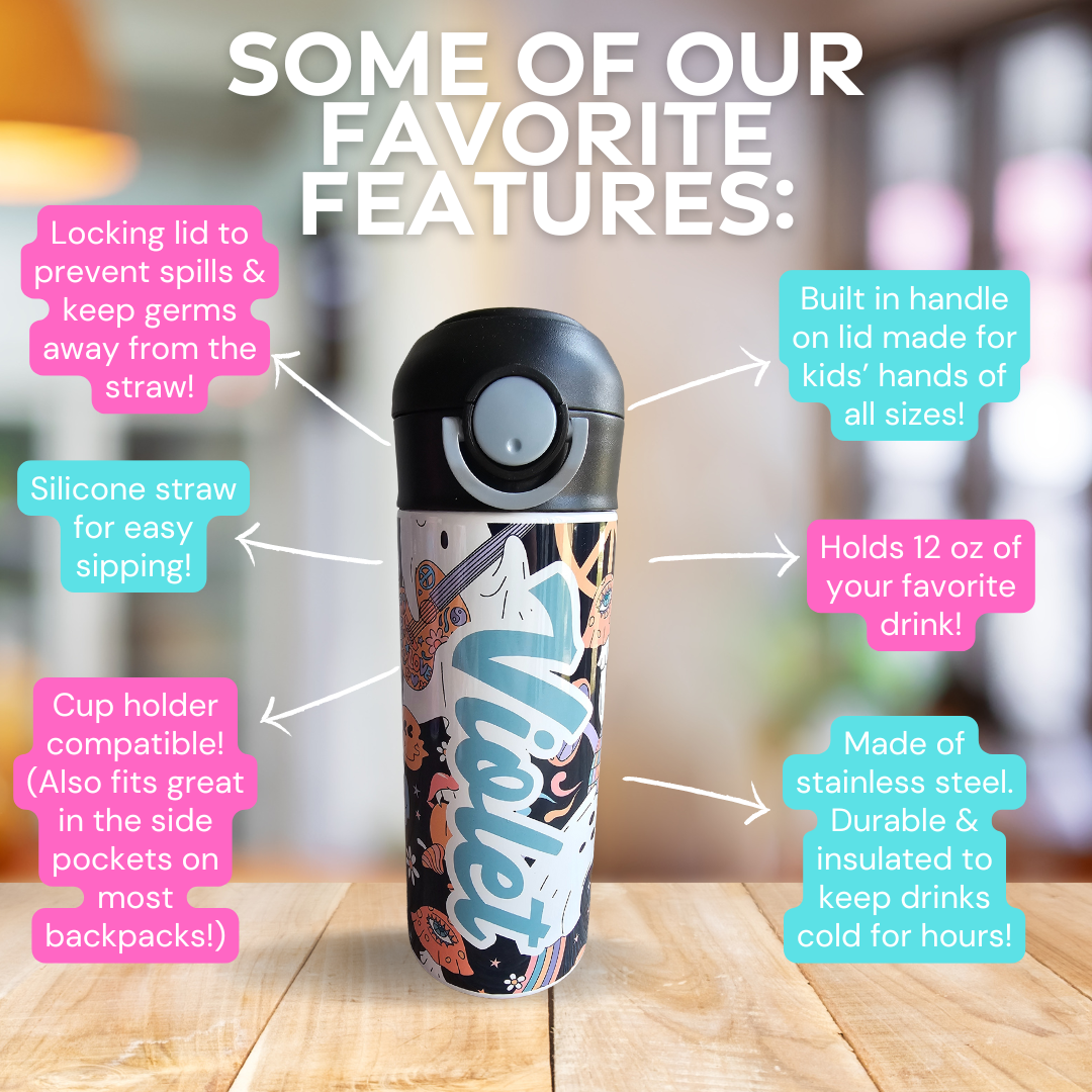 Retro Girly Halloween - 12 oz Water Bottle