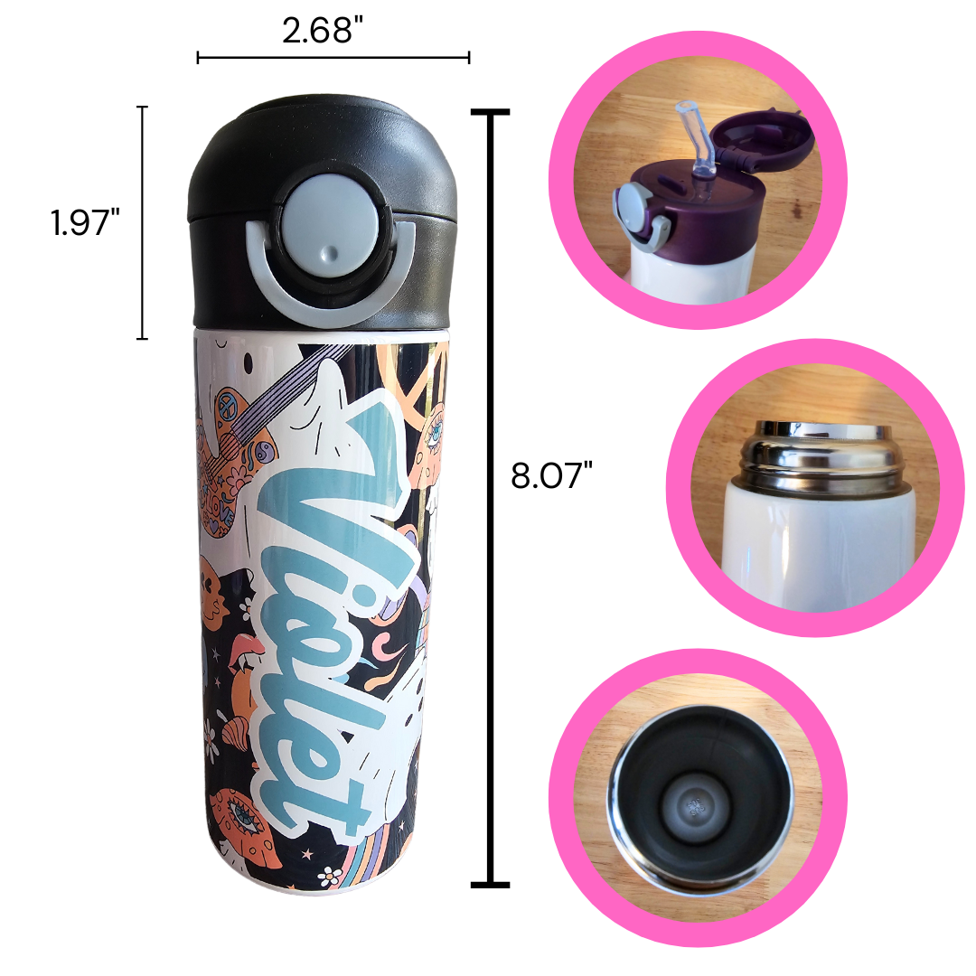 Retro Girly Halloween - 12 oz Water Bottle