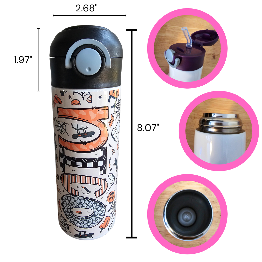 Halloween Skating Ghosts 12 oz Water Bottle