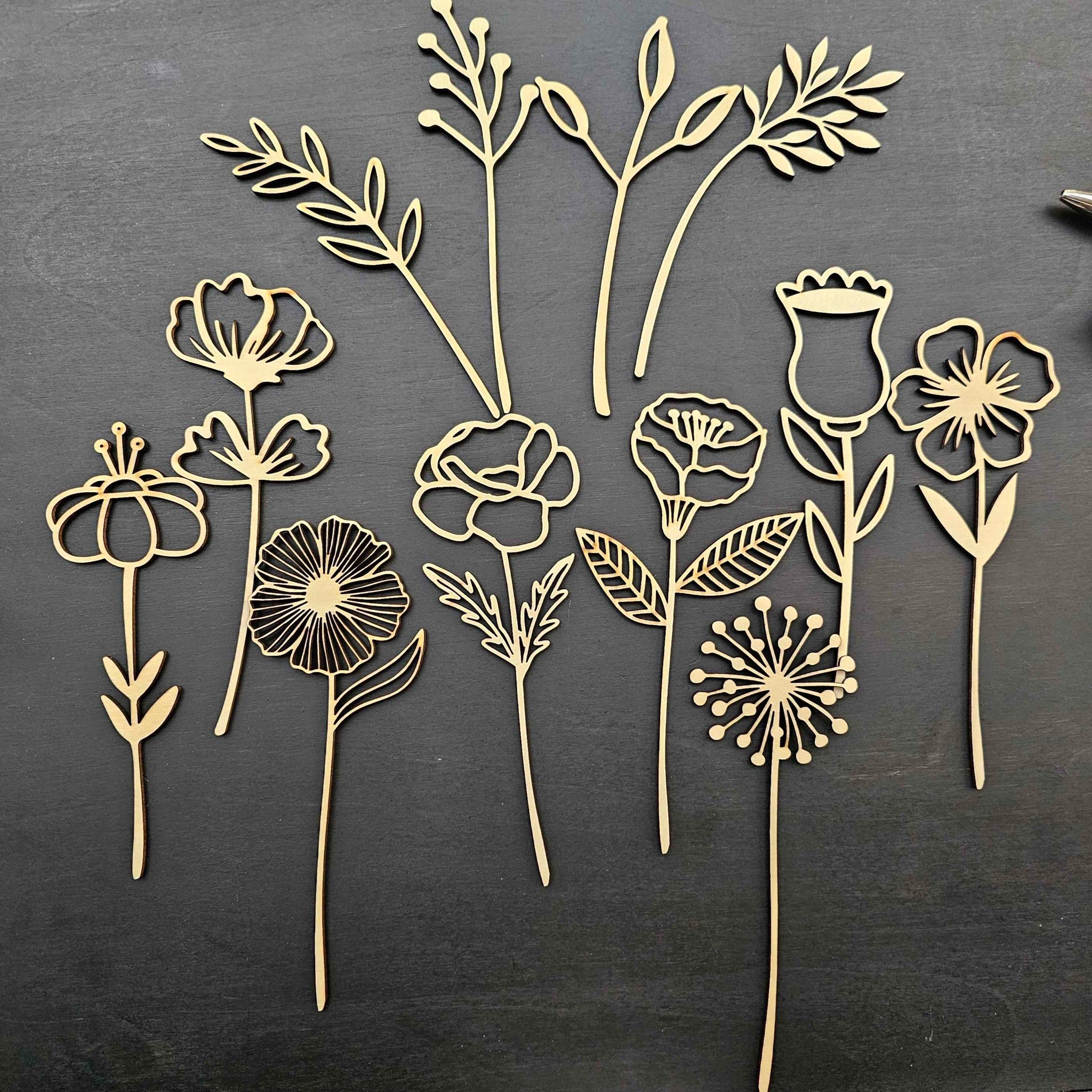 Wood Wildflowers - Set of 12 – LB Personalized Design