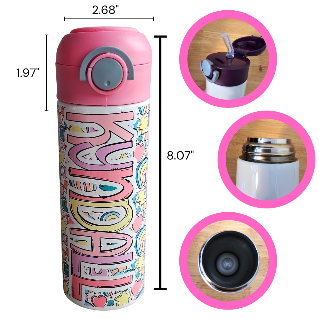 Lucky Shapes Personalized Water Bottle - 12 oz Flip Top Water Bottle with Straw