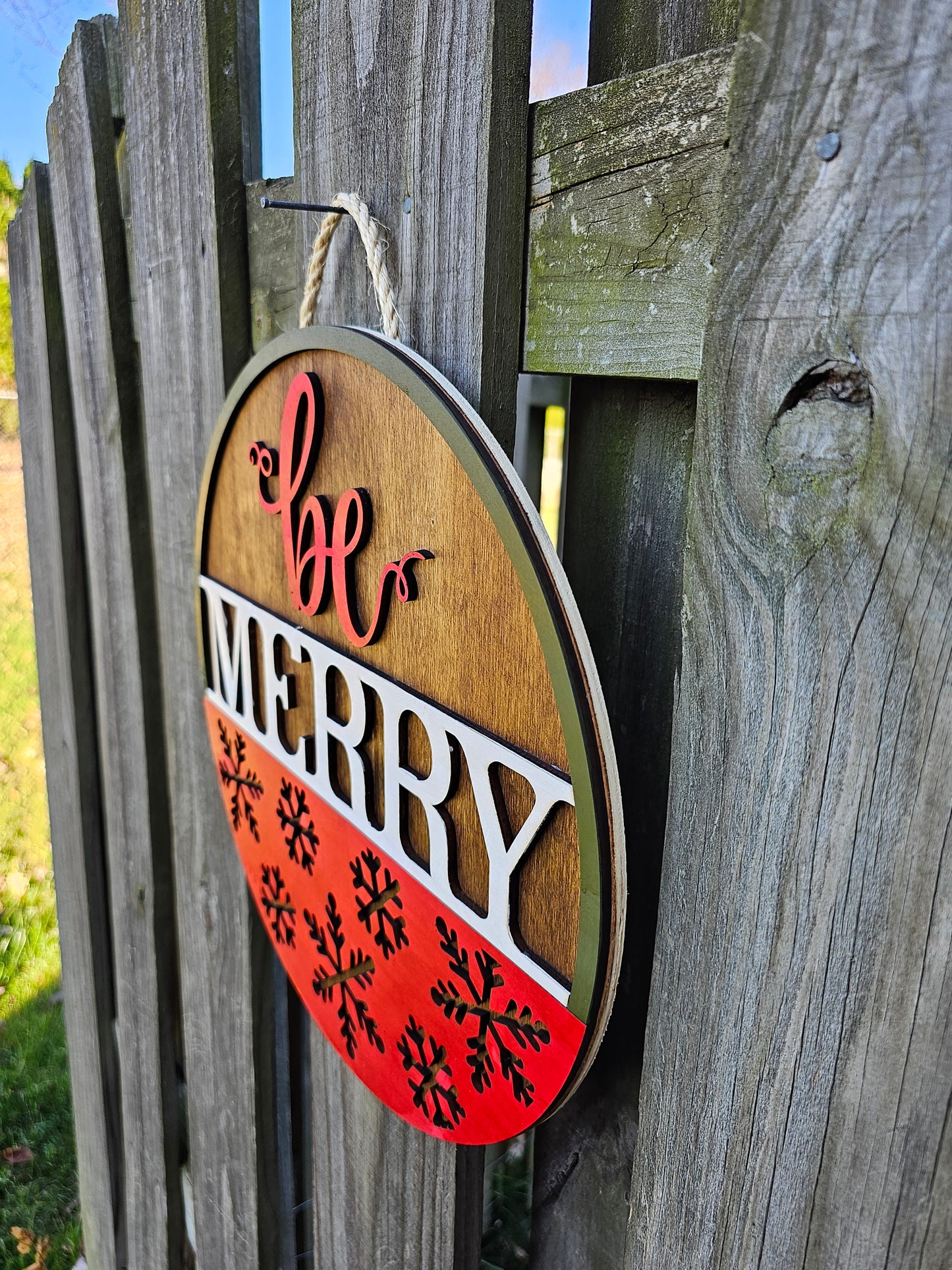 Be Merry with Snowflakes - Wooden Door Hanging Sign