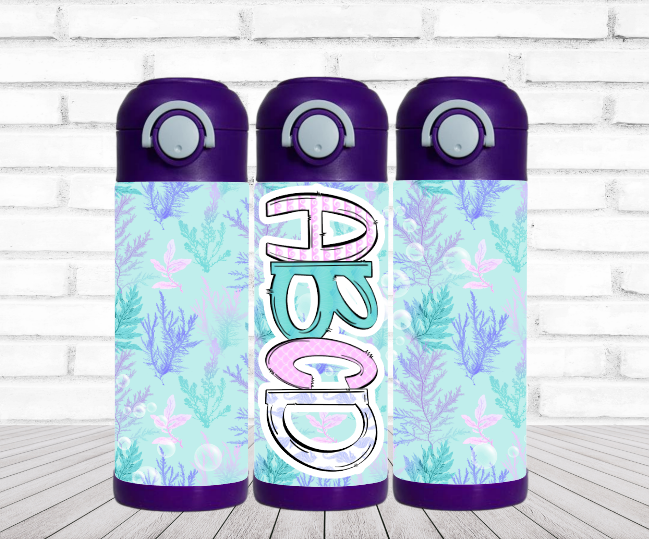 Pastel Bubbles Flip Top Water Bottle - Personalized