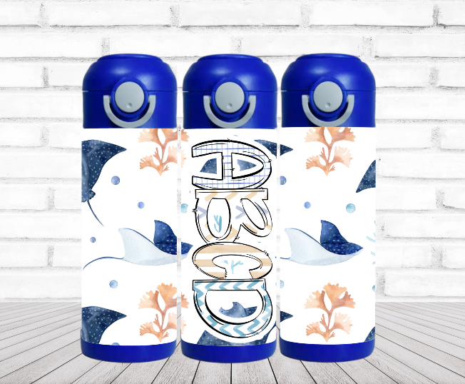 Stingrays Flip Top Water Bottle - Personalized