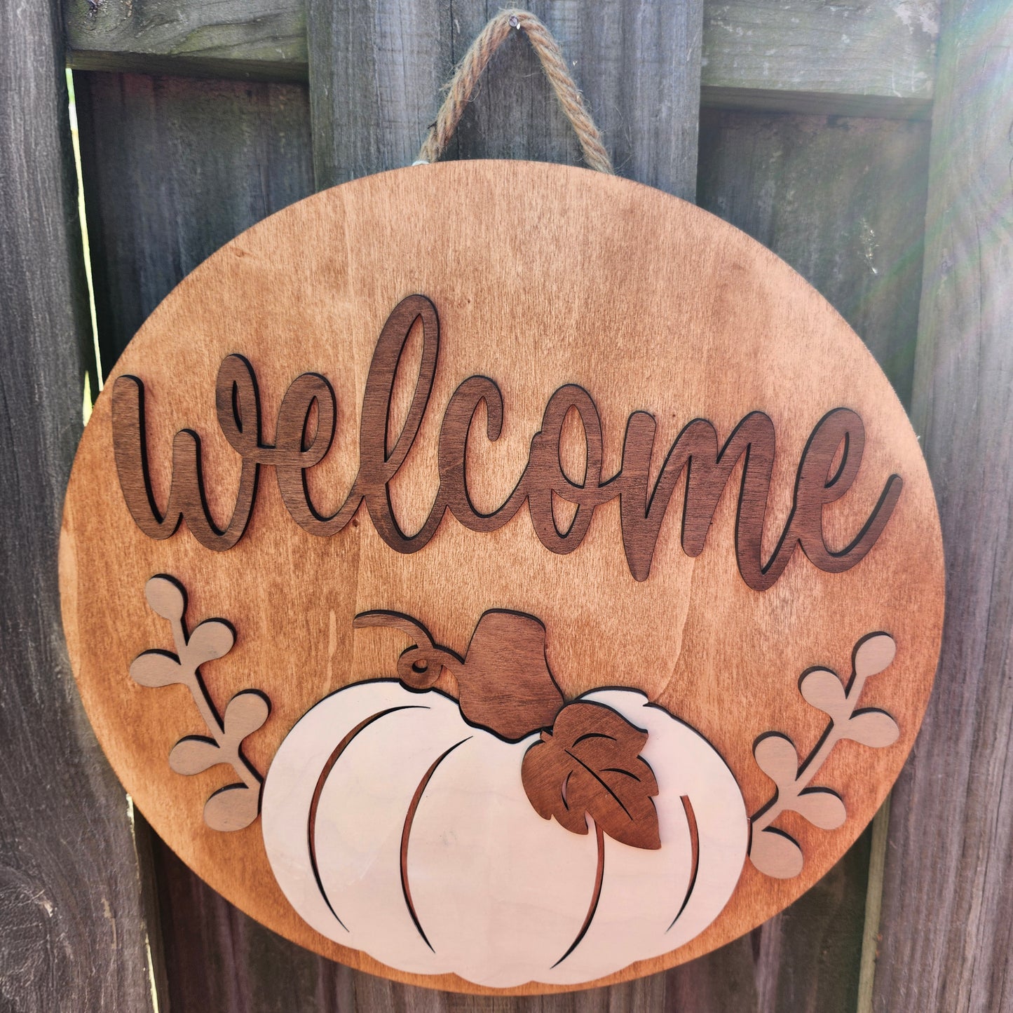 Welcome Pumpkin Fall Wooden Door Hanging Sign