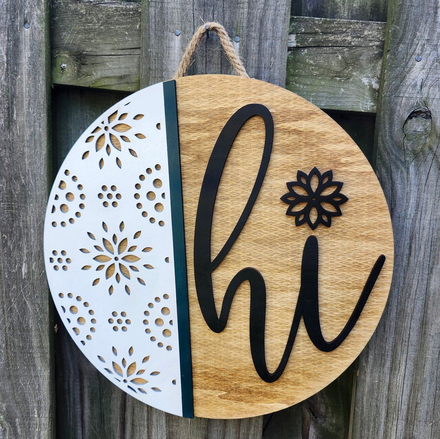 Hi Wooden Door Hanging Sign