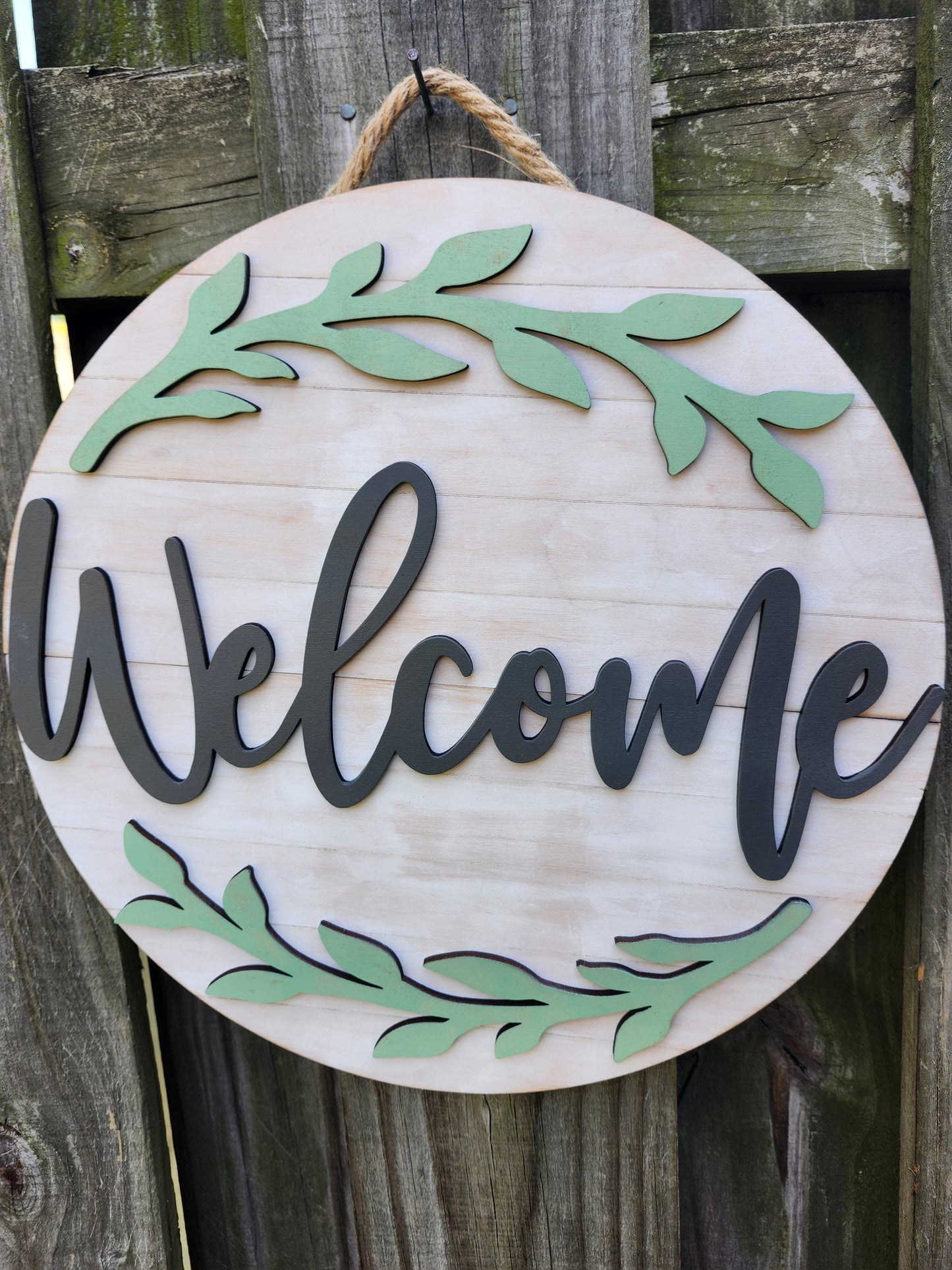 Welcome Wooden Door Hanging Sign