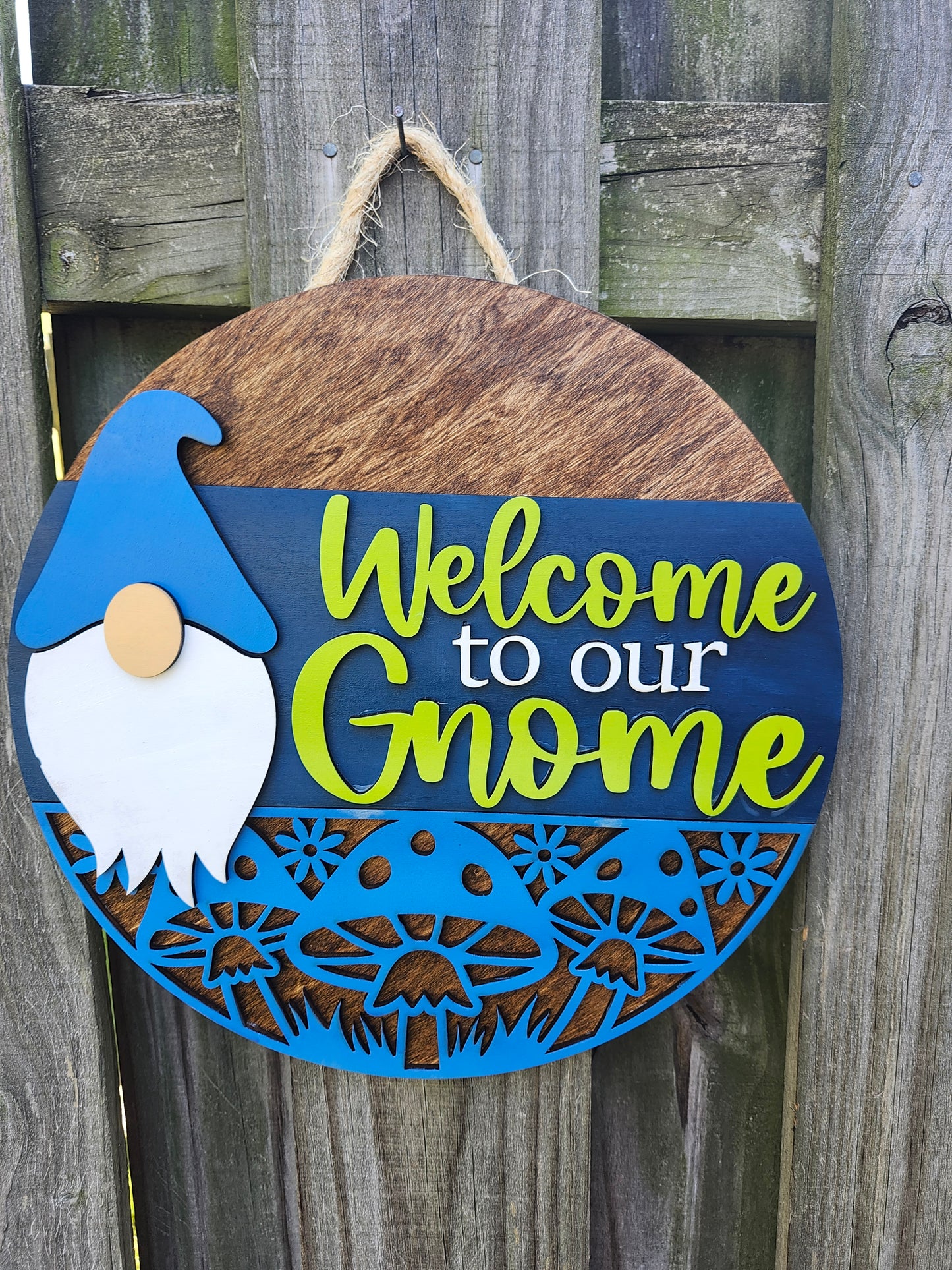 Welcome to our Gnome Wooden Door Hanging Sign