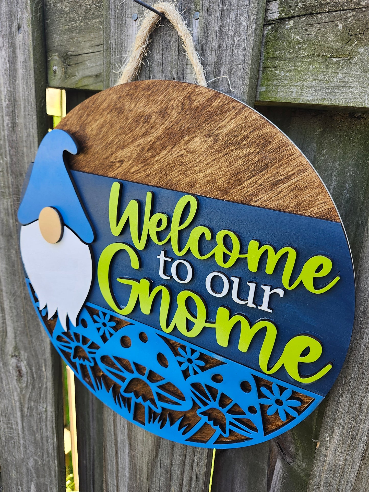Welcome to our Gnome Wooden Door Hanging Sign
