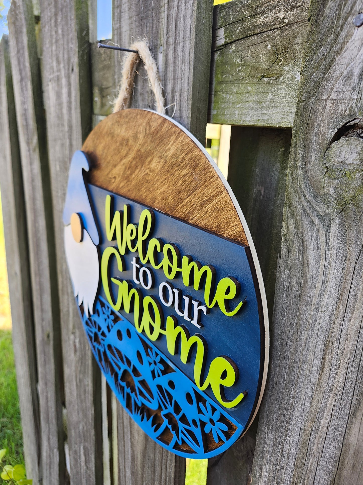 Welcome to our Gnome Wooden Door Hanging Sign