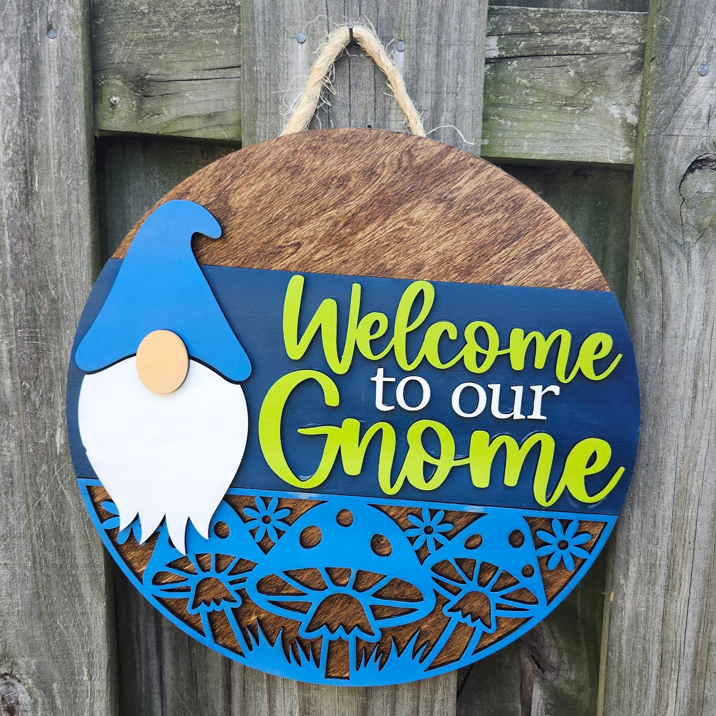 Welcome to our Gnome Wooden Door Hanging Sign