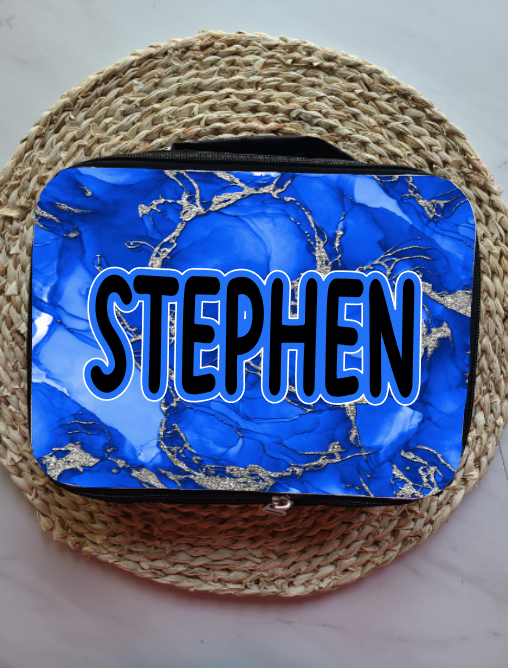 Blue & Silver Personalized Lunch Bag