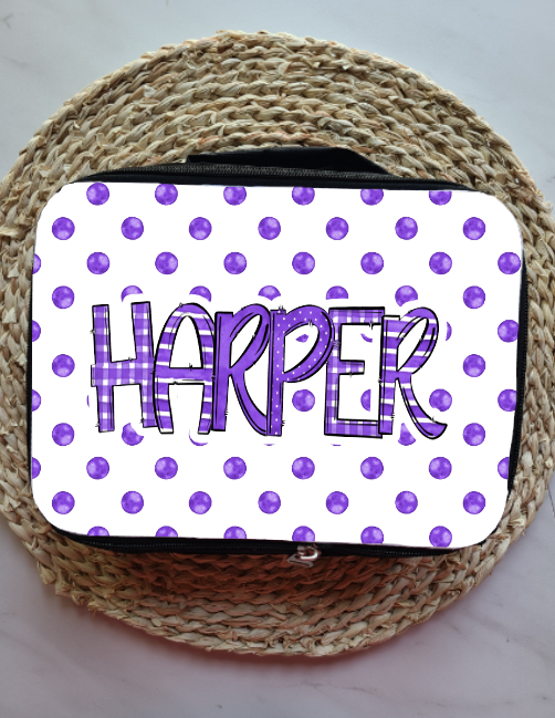 Purple Watercolor Personalized Lunch Bag