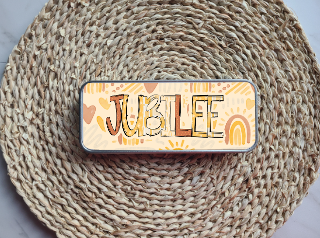 Yellow Sunshine & Rainbows Personalized Tin Pencil Case