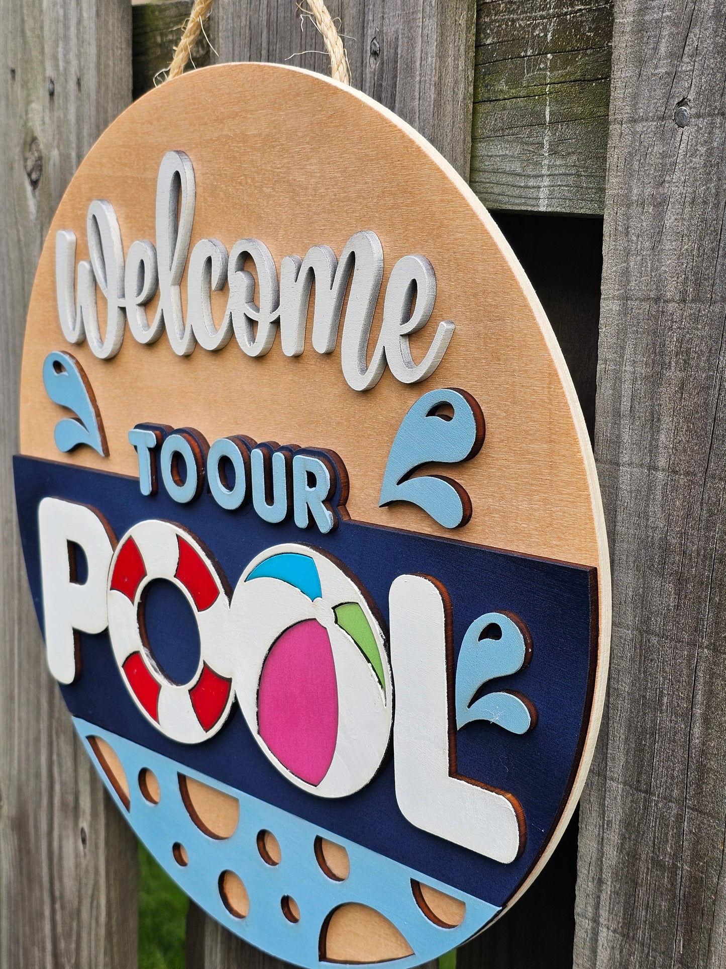 Welcome To Our Pool Wood Sign