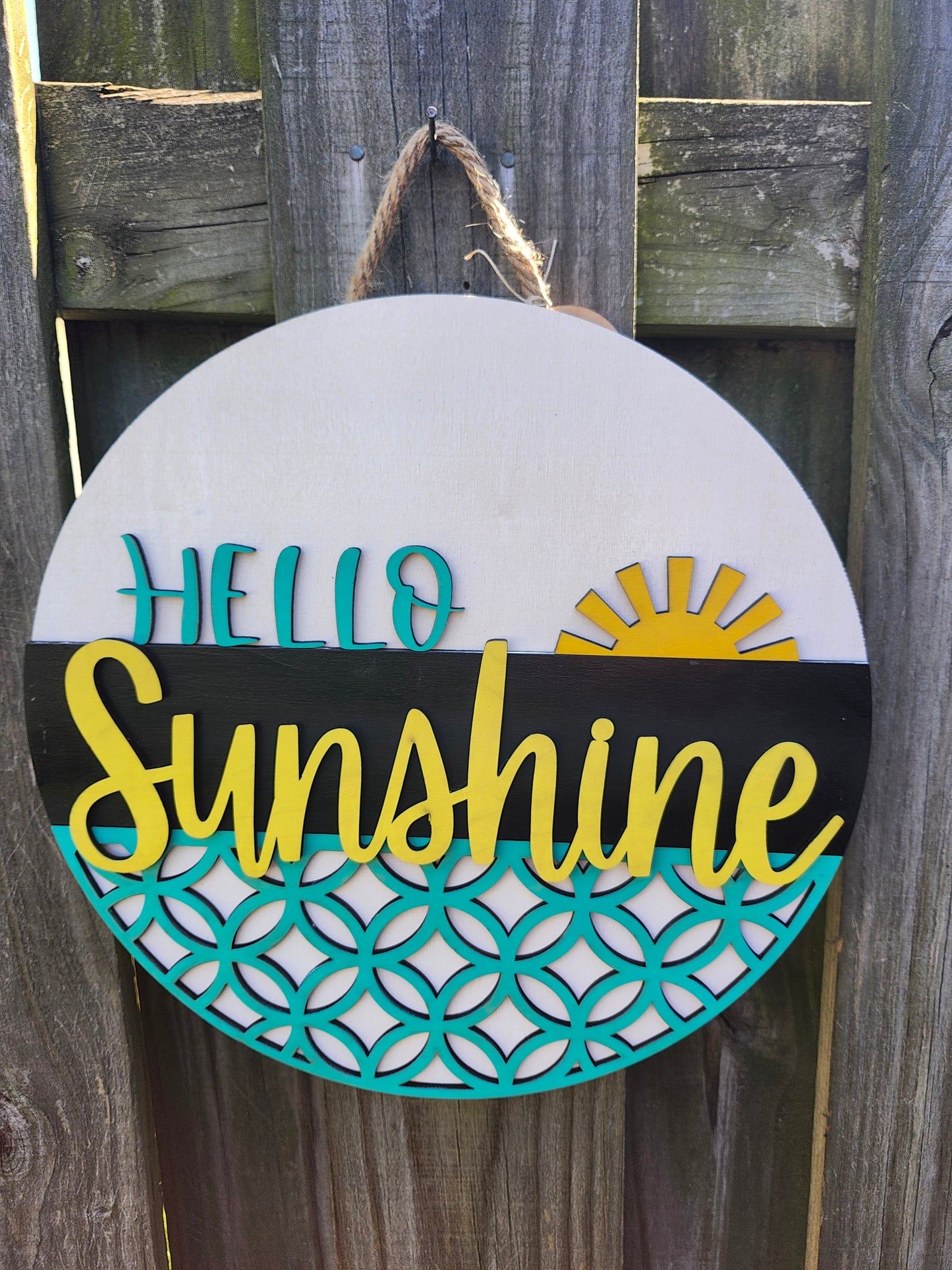 Hello Sunshine Wooden Door Hanging Sign