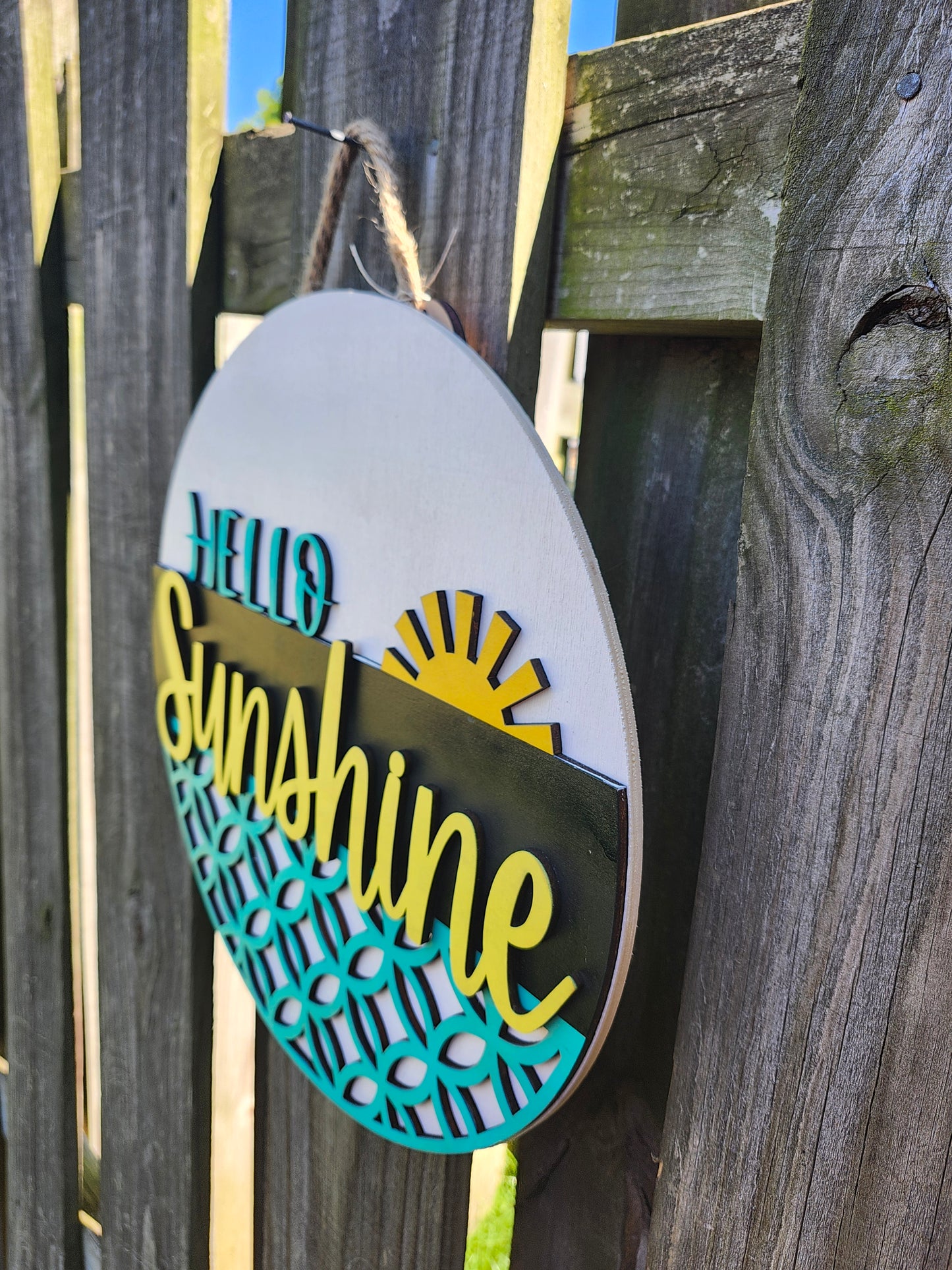 Hello Sunshine Wooden Door Hanging Sign