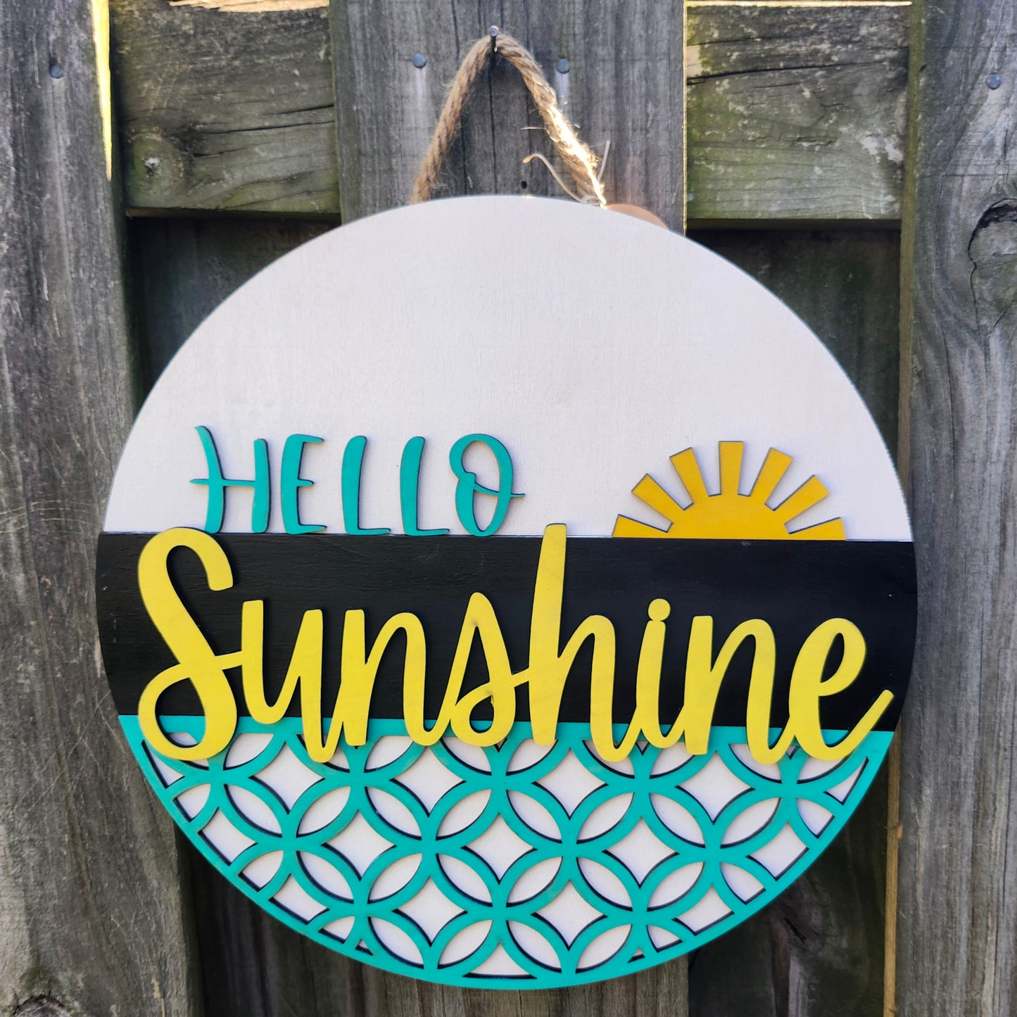 Hello Sunshine Wooden Door Hanging Sign
