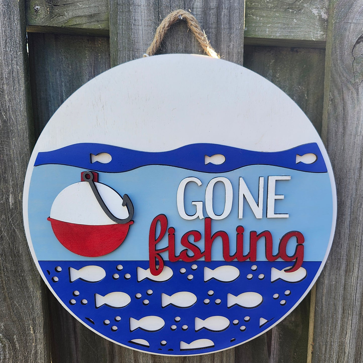 Gone Fishing Wooden Door Hanging Sign