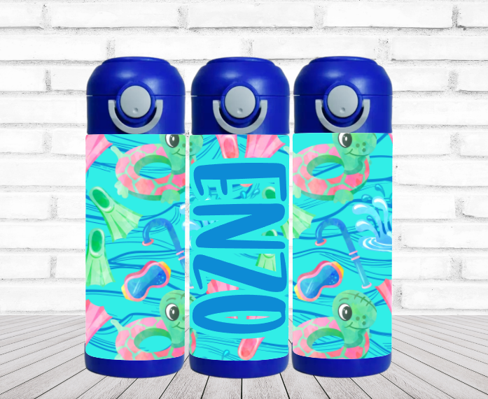 Pool Floats Flip Top Water Bottle - Personalized