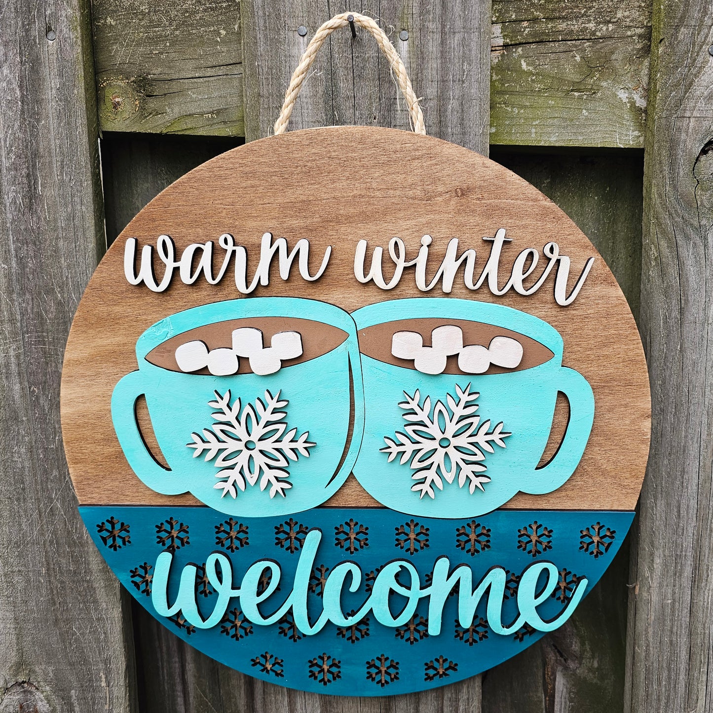 Cocoa Mugs Wooden Door Hanging Sign