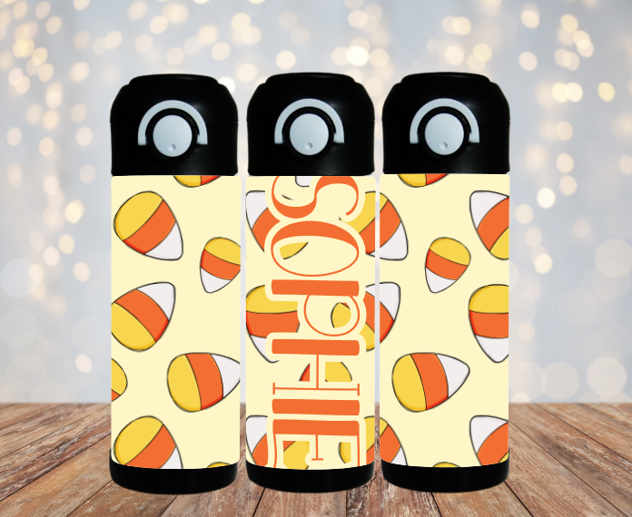 Candy Corn Flip Top Water Bottle - Personalized
