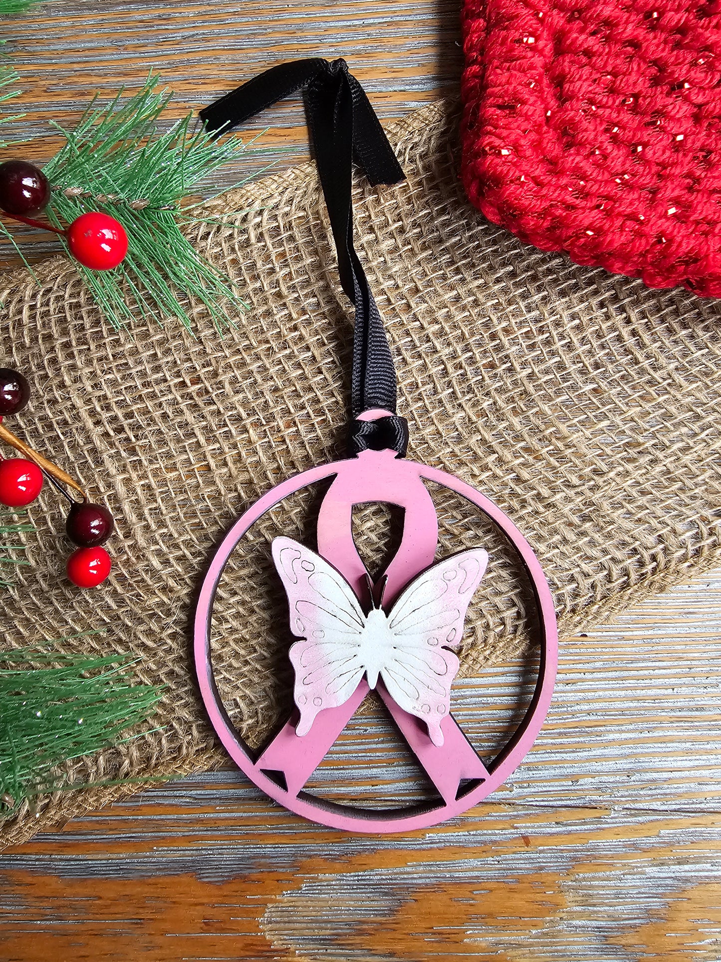 Butterfly Care Ribbon Ornament