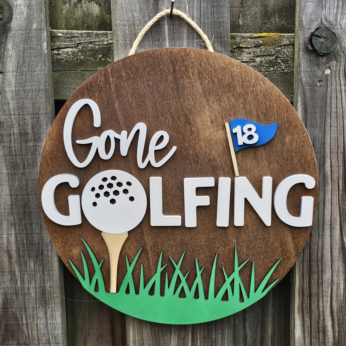 Gone Golfing Wooden Door Hanging Sign