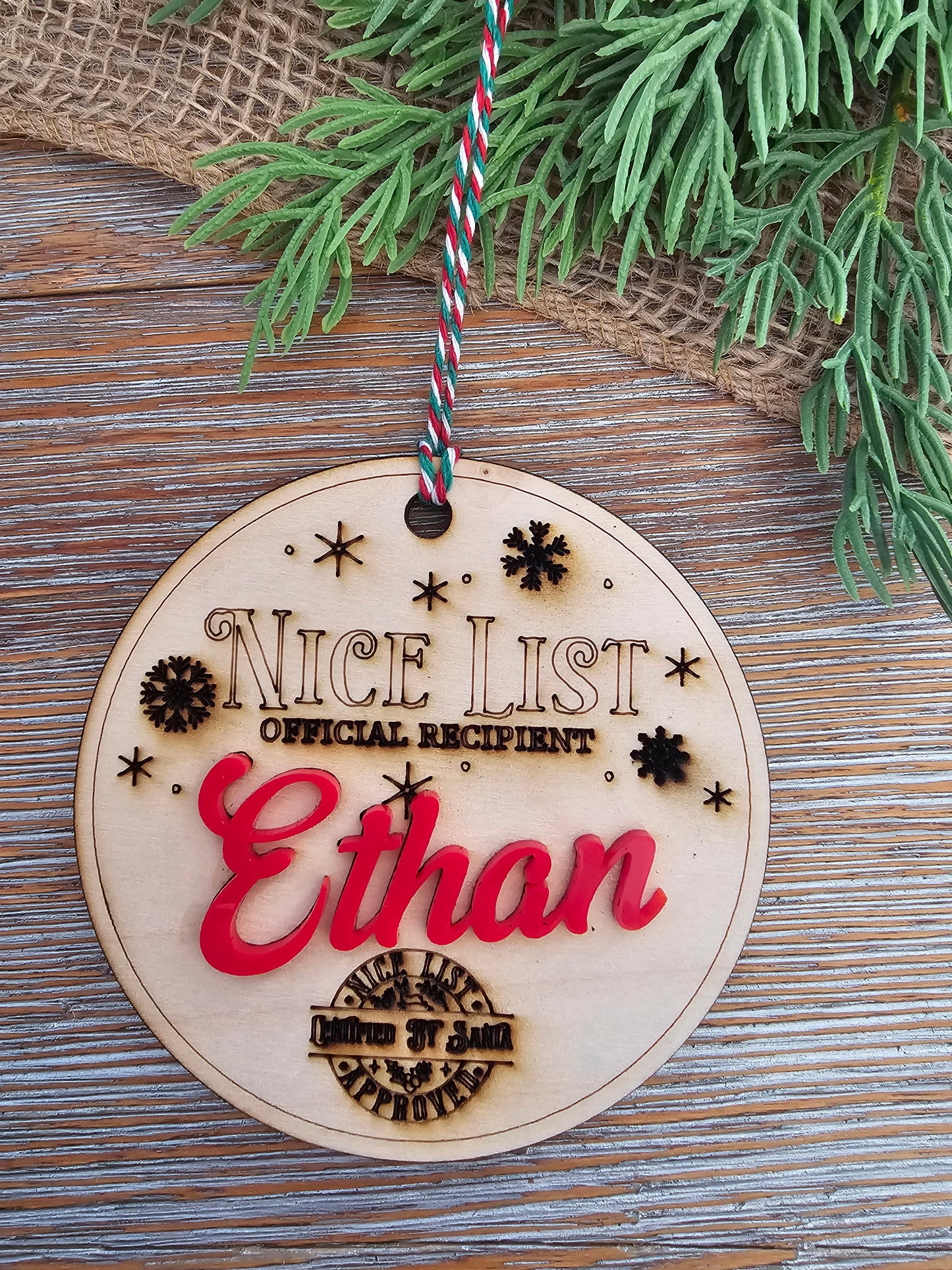Nice List Official Recipient Ornament – Personalized Christmas Keepsake