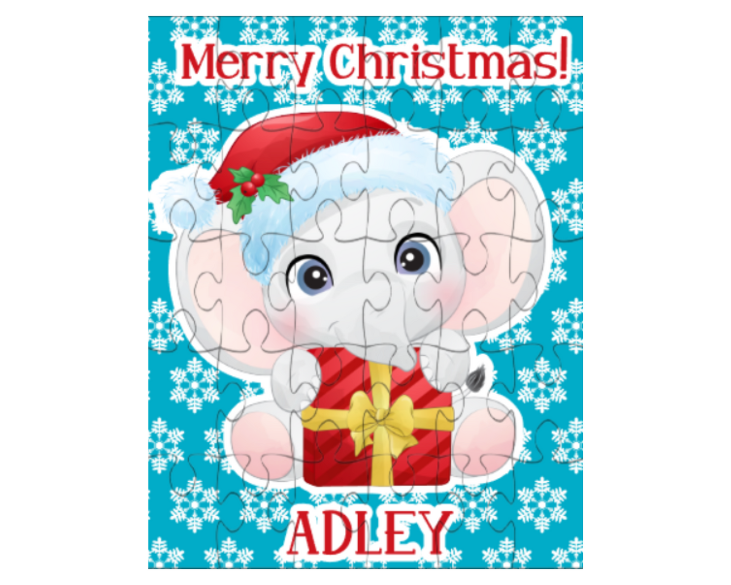 Christmas Elephant Personalized Puzzle for Kids
