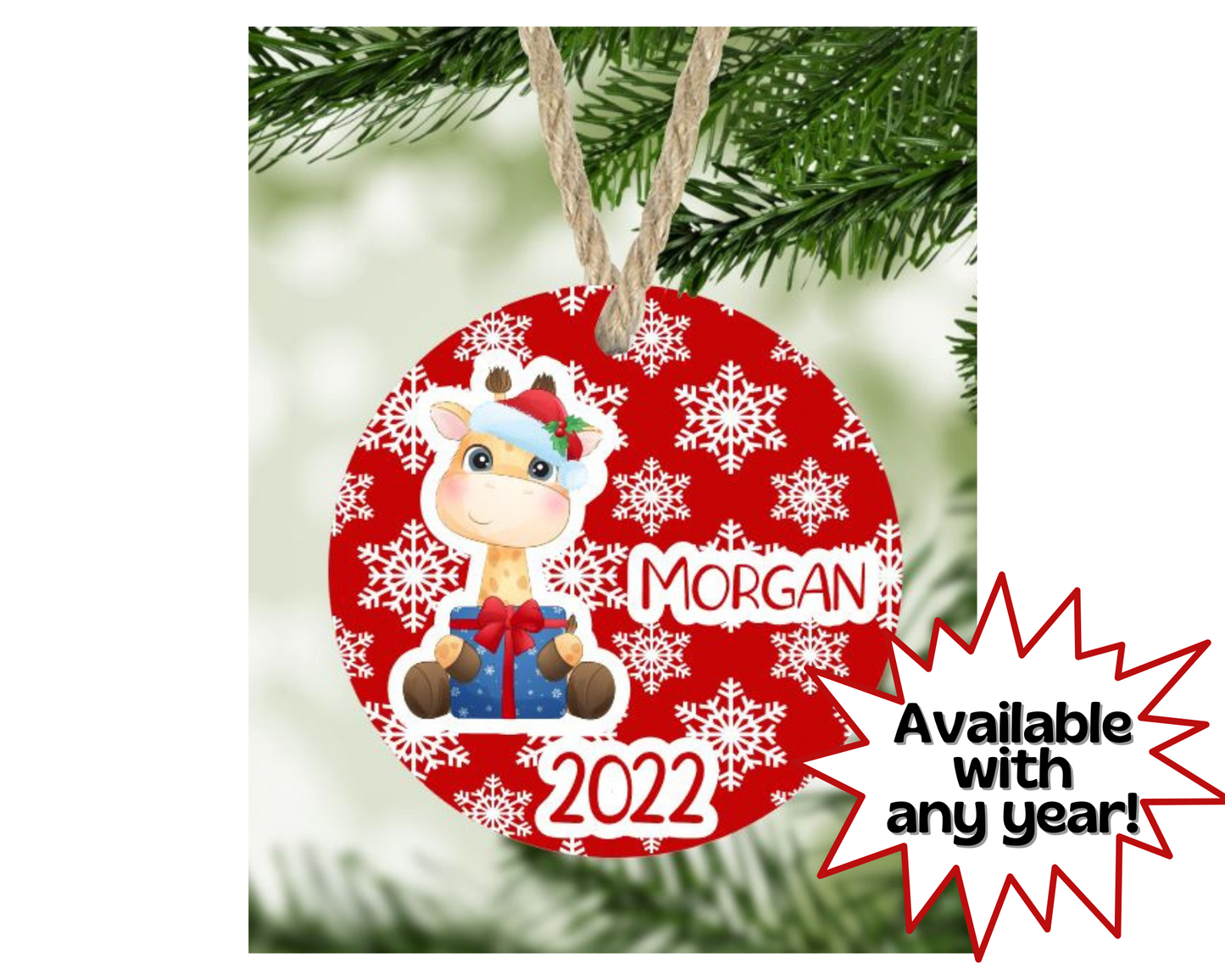 Giraffe Christmas Ornament Personalized