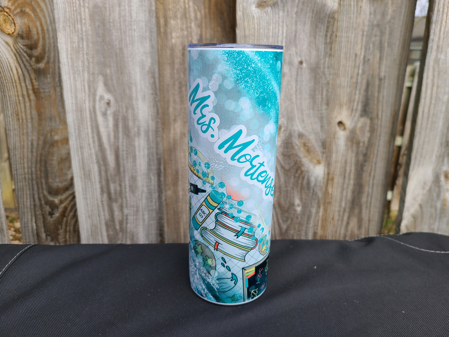 Personalized Teacher FAUX Glitter 20 oz Skinny Tumbler