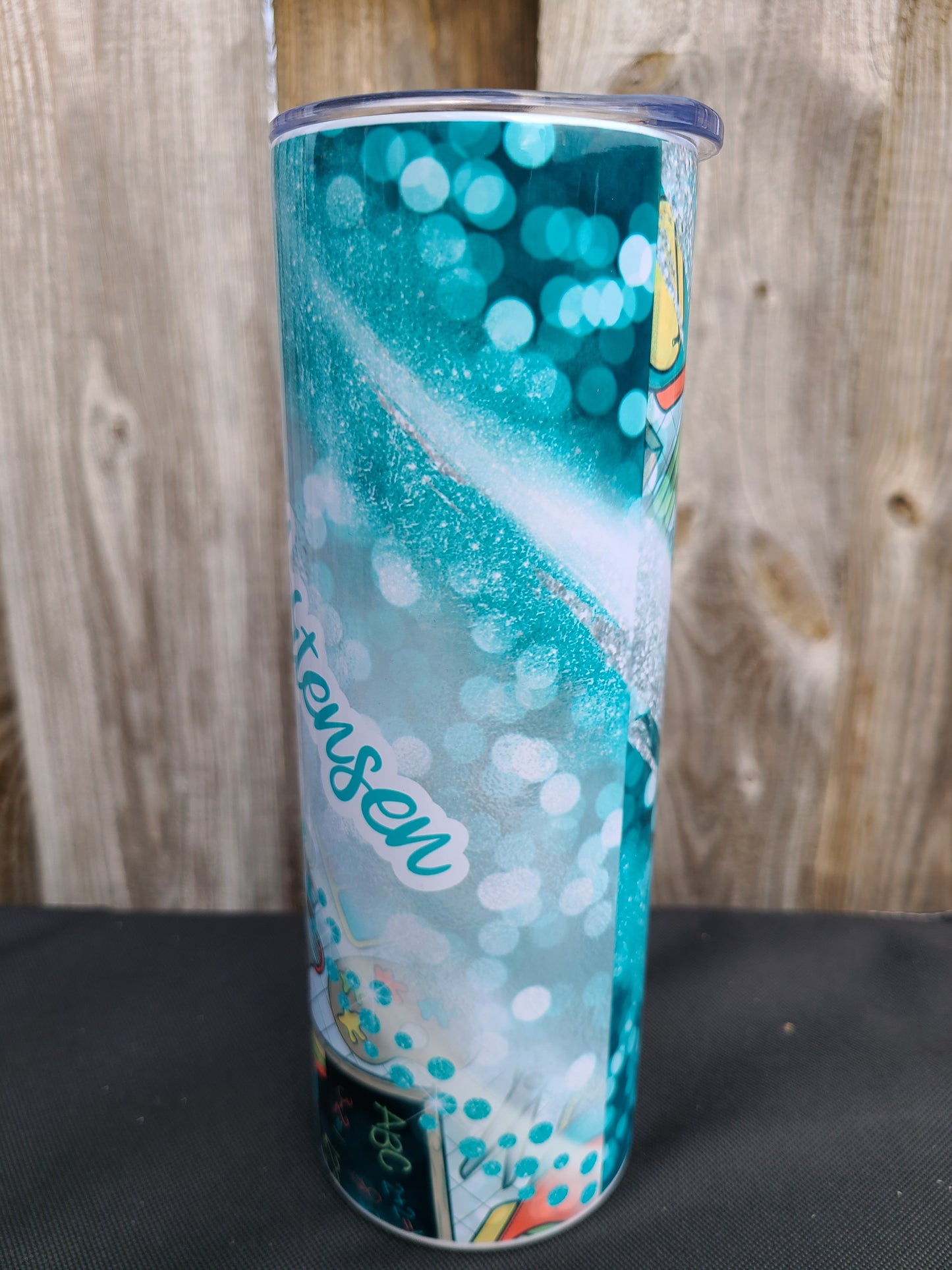 Personalized Teacher FAUX Glitter 20 oz Skinny Tumbler