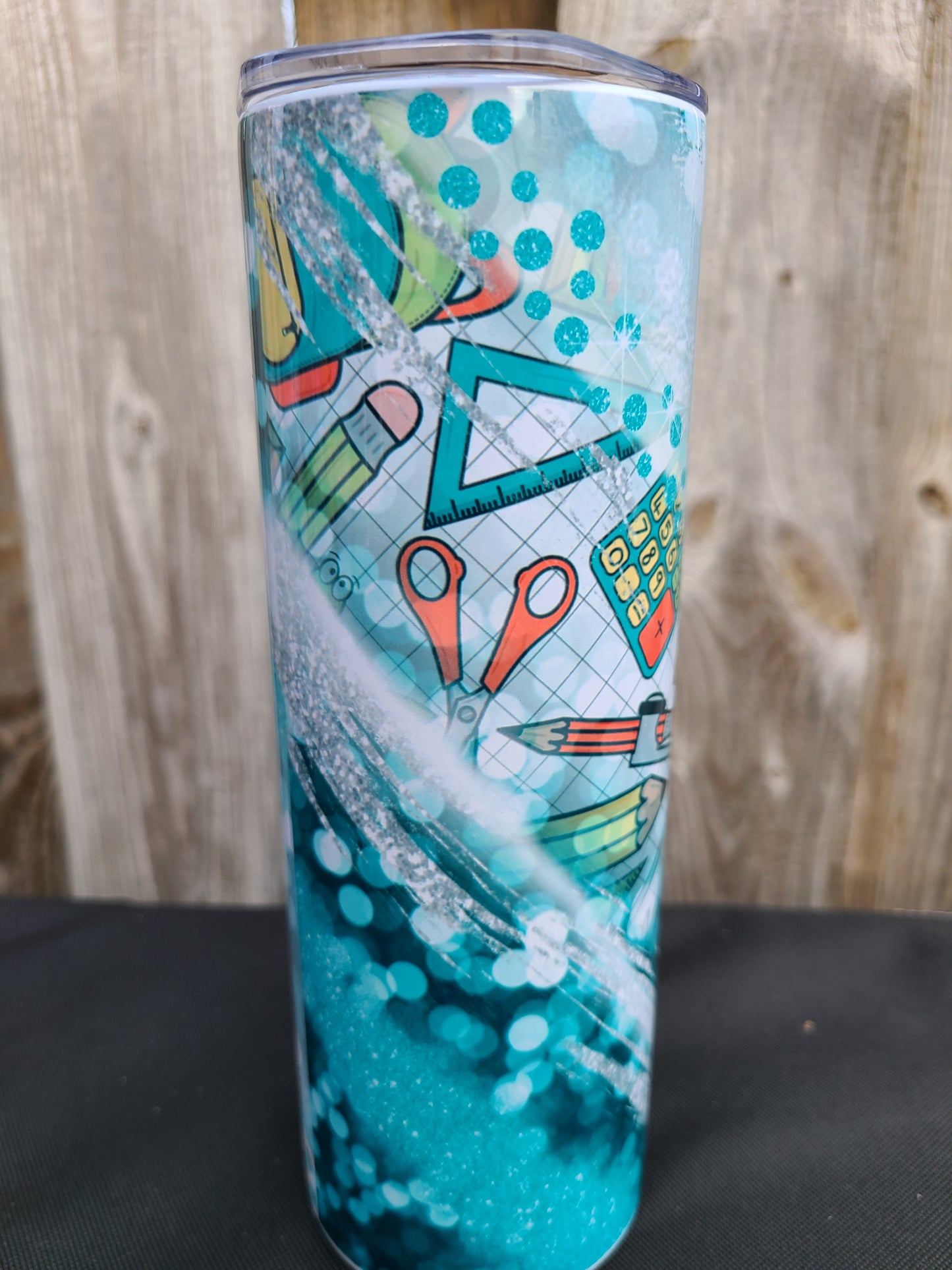 Personalized Teacher FAUX Glitter 20 oz Skinny Tumbler