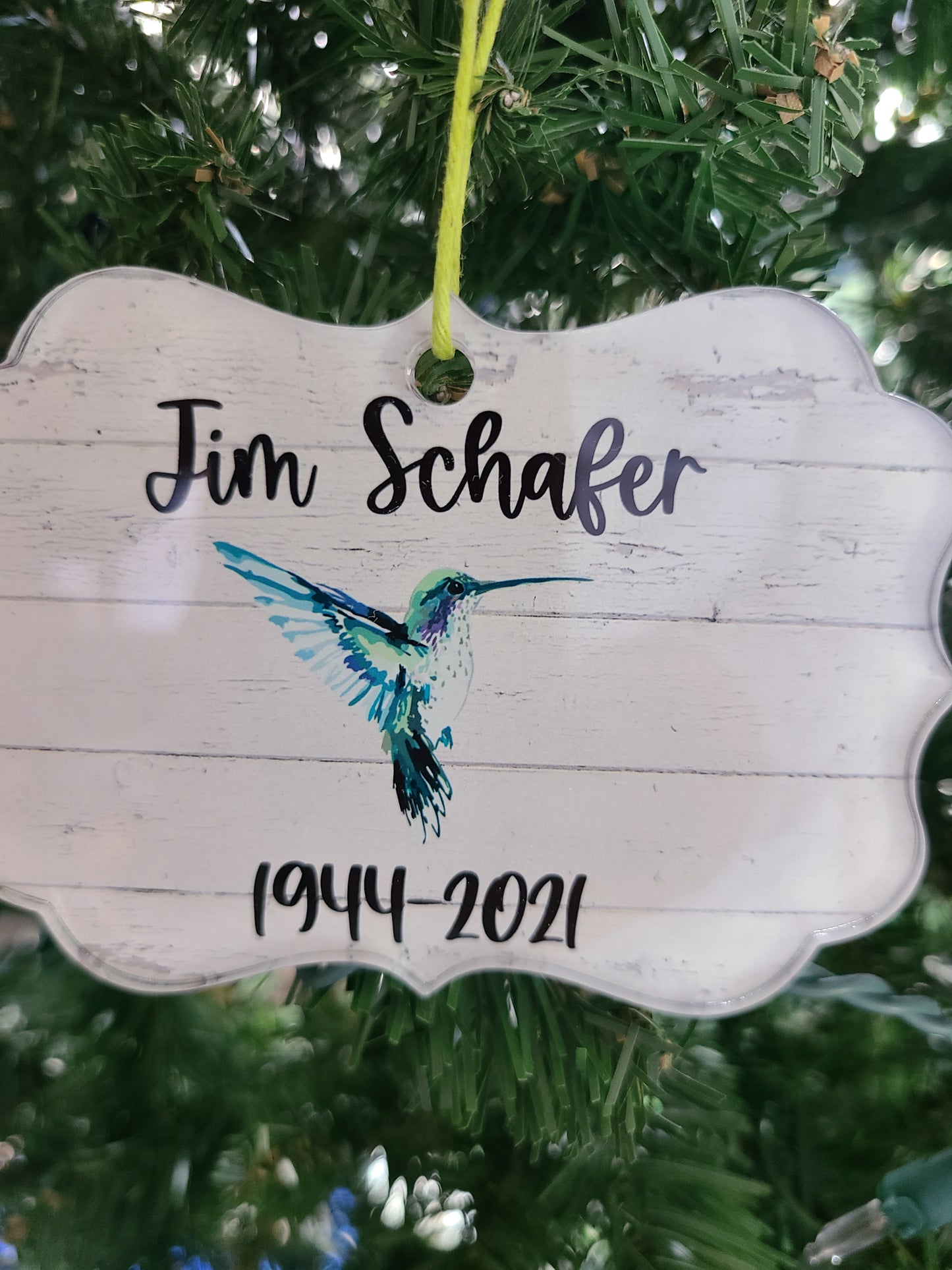 Hummingbird In Memory of Loved One Christmas Ornament