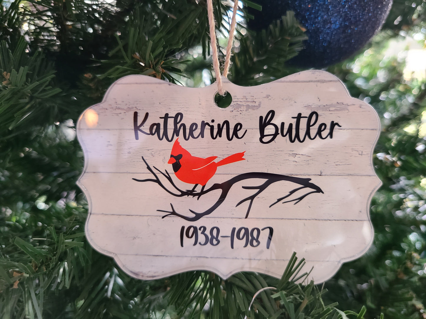 Cardinal In Memory of Loved One Christmas Ornament