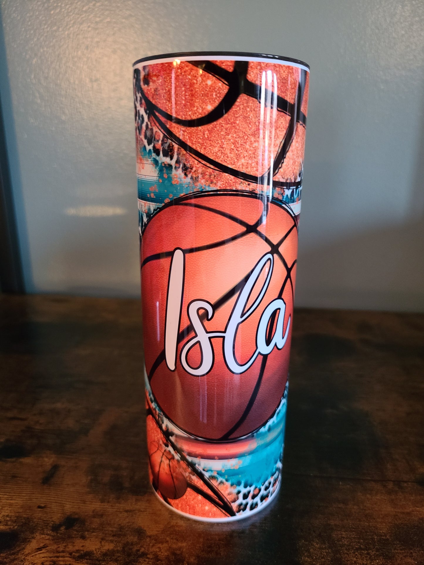 Basketball 20 oz Skinny Tumbler Personalized