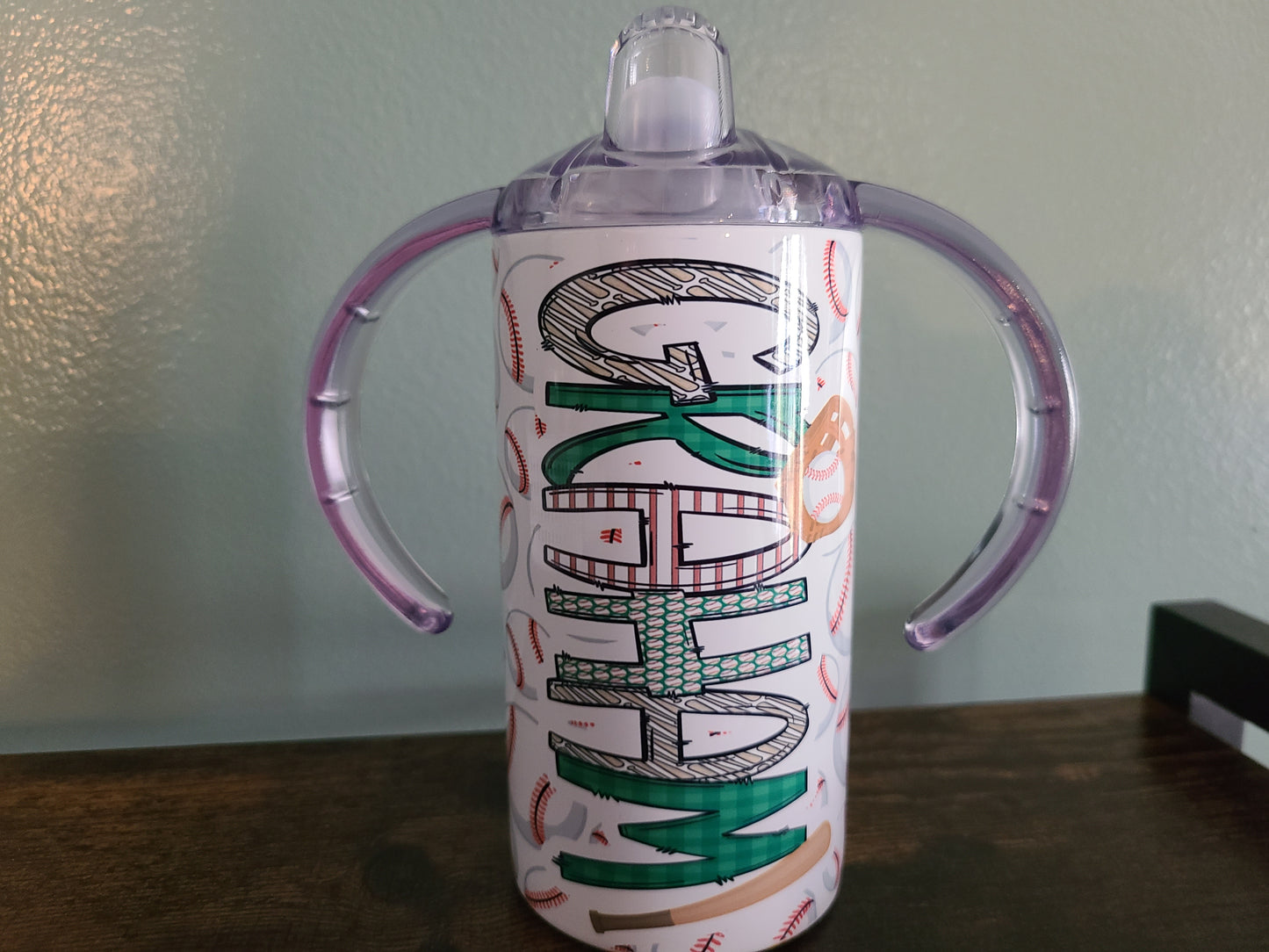 Baseball Personalized Sippy Cup with Bonus Lid