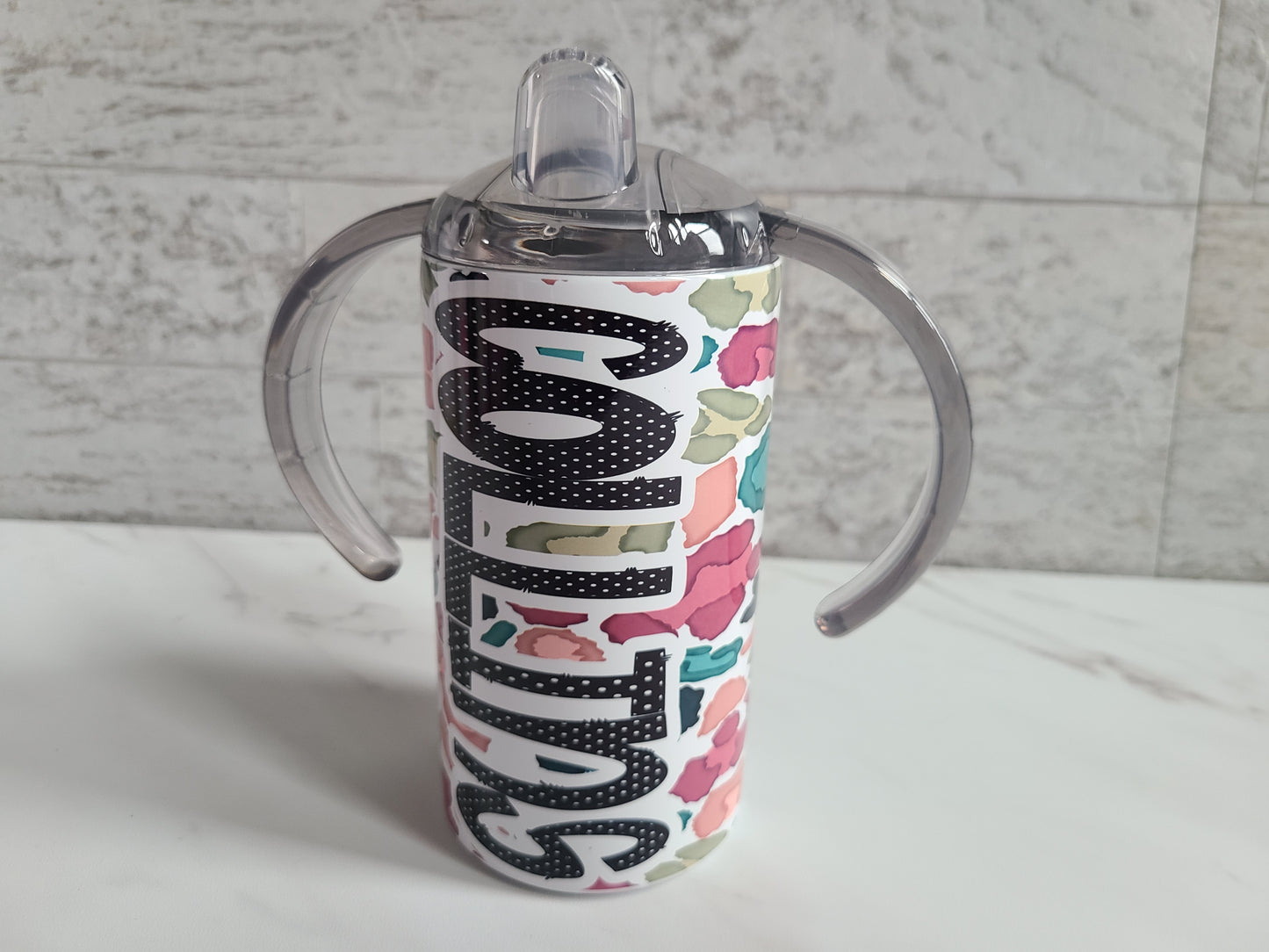 Colorful Leopard Personalized Sippy Cup with Bonus Lid