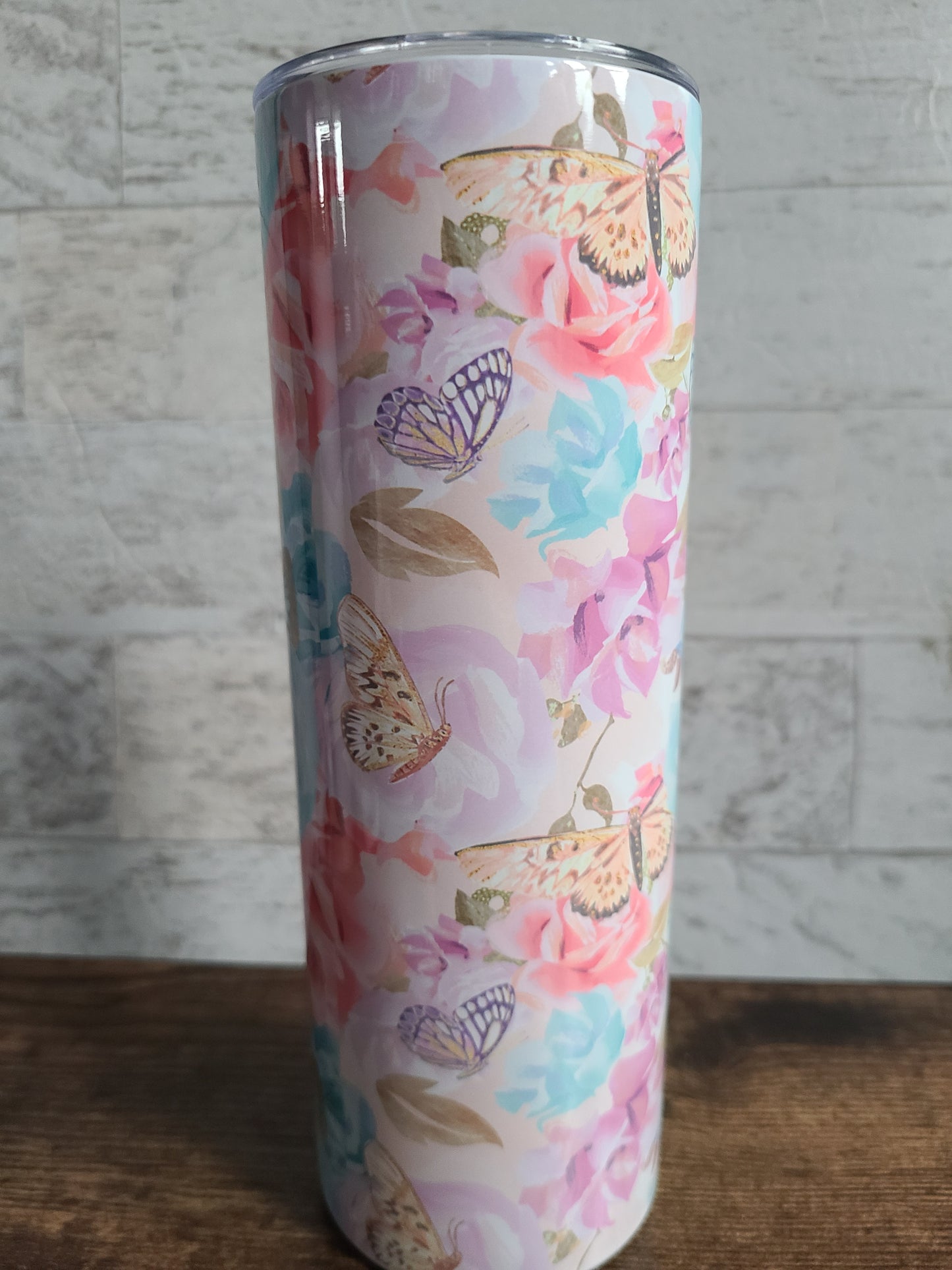 Personalized Butterflies and Flowers Skinny Tumbler